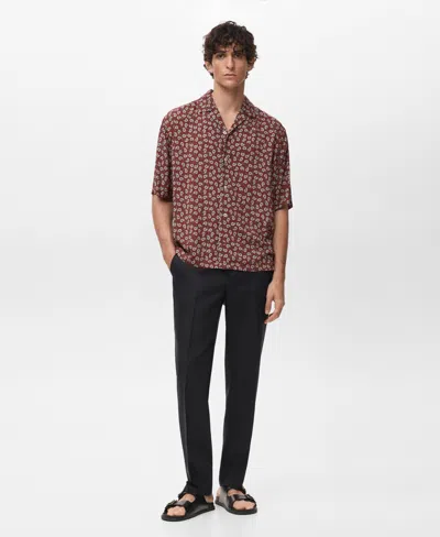 Mango Print Regular Fit Short Sleeve Button-up Camp Shirt In Red