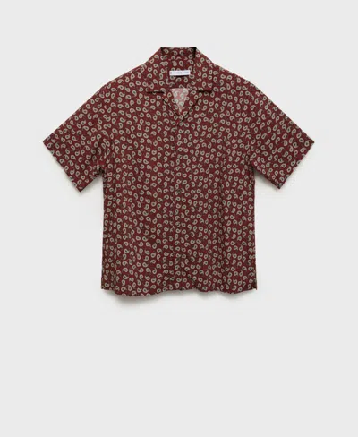 Mango Print Regular Fit Short Sleeve Button-up Camp Shirt In Red