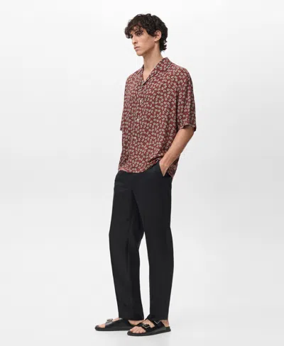 Mango Print Regular Fit Short Sleeve Button-up Camp Shirt In Red