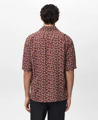Mango Print Regular Fit Short Sleeve Button-up Camp Shirt In Red