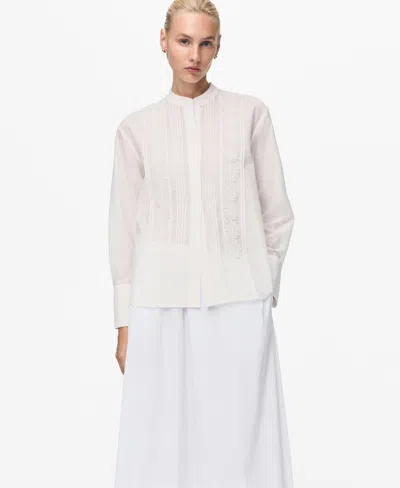 Mango Stitch Detail Shirt In Neutral