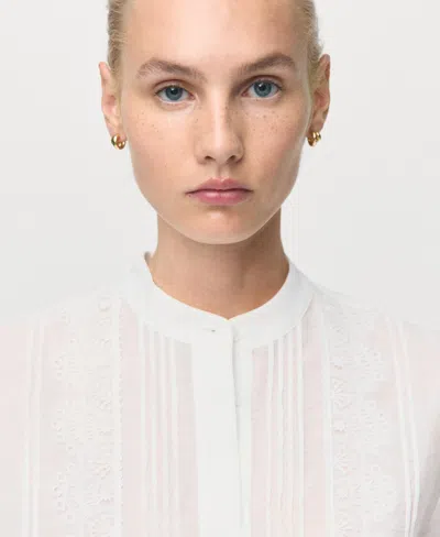 Mango Stitch Detail Shirt In Neutral