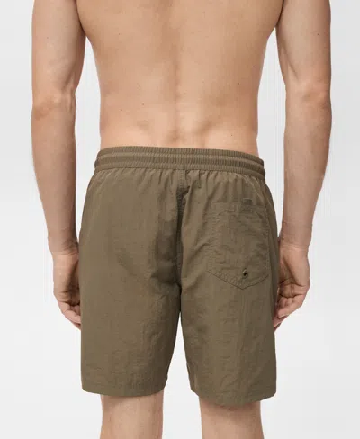 Mango Men's Basic Drawstring Swimsuit In Brown