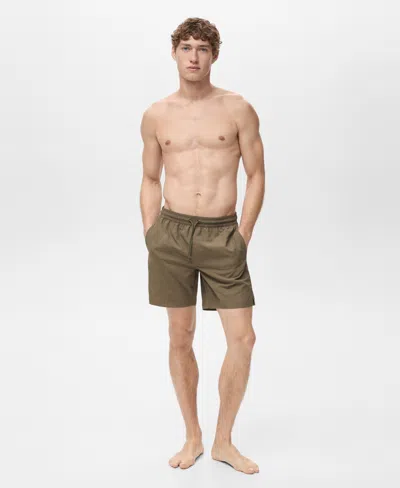 Mango Men's Basic Drawstring Swimsuit In Brown