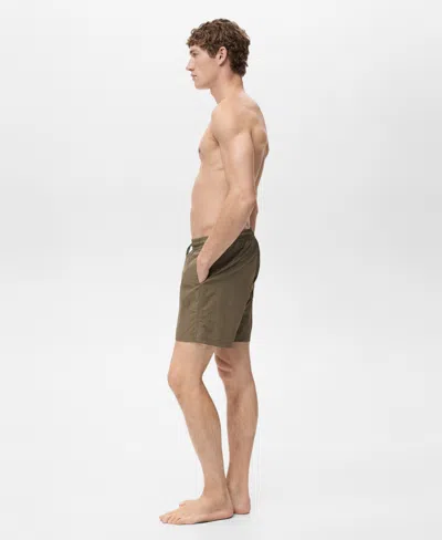 Mango Men's Basic Drawstring Swimsuit In Brown
