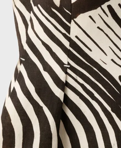 Mango Zebra Print Linen Vest Chocolate In Brown