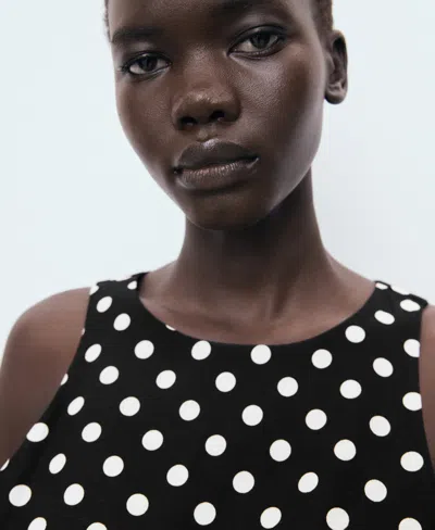 Mango Polka-dot Belt Jumpsuit Black In Animal Print