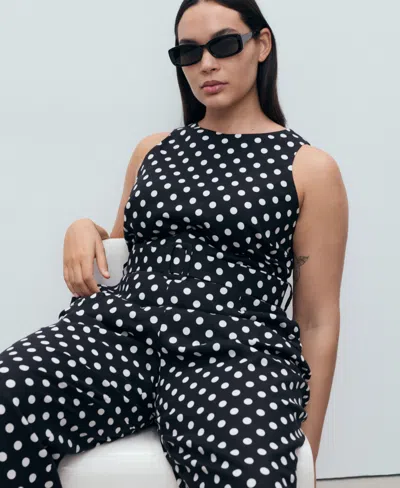 Mango Polka-dot Belt Jumpsuit Black In Animal Print