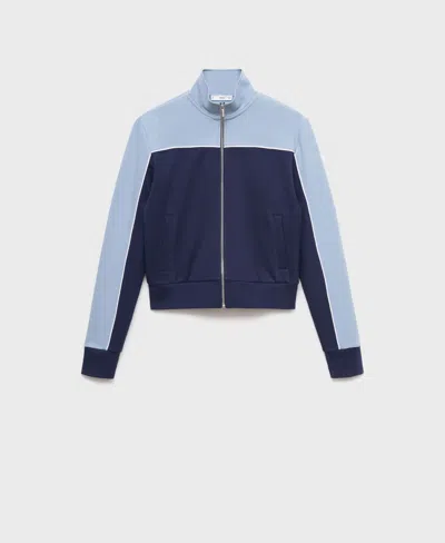 Mango Two-tone Fitted Jacket Blue In Multi