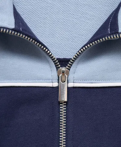 Mango Two-tone Fitted Jacket Blue In Multi