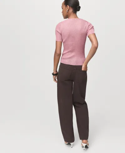 Mango Semi-transparent Lurex Sweater Pastel Pink In Multi