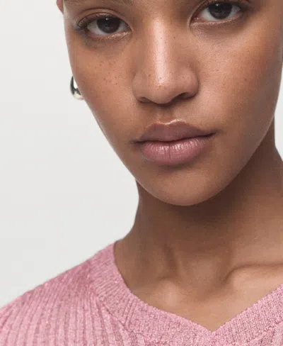 Mango Semi-transparent Lurex Sweater Pastel Pink In Multi