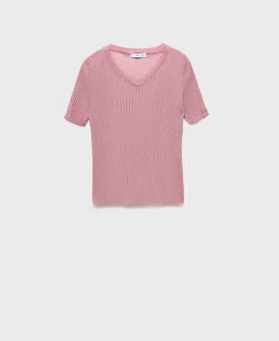Mango Semi-transparent Lurex Sweater Pastel Pink In Multi
