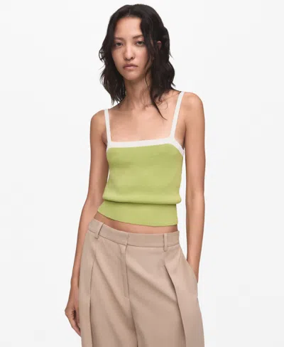 Mango Women's Crop Knitted Top In Green