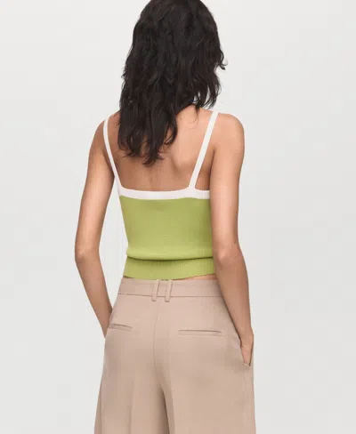 Mango Women's Crop Knitted Top In Green