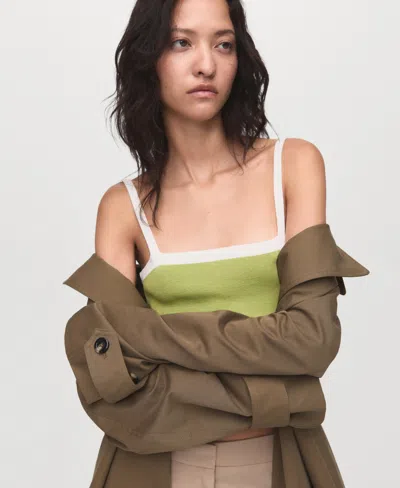 Mango Women's Crop Knitted Top In Green