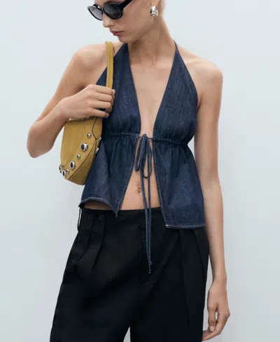 Mango Buttons Cotton Pants In Black