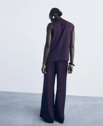 Mango Women's Polka Dots Flare Pants In Brown