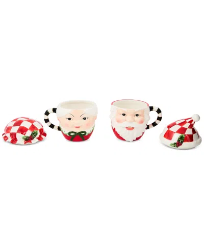 Mackenzie-childs Mackenzie Childs Check It Out Set Of 2 Covered Mugs In Multi