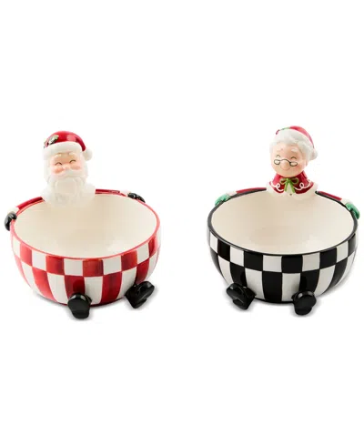 Mackenzie-childs Mackenzie Childs Check It Out Set Of 2 Snack Bowls In Multi
