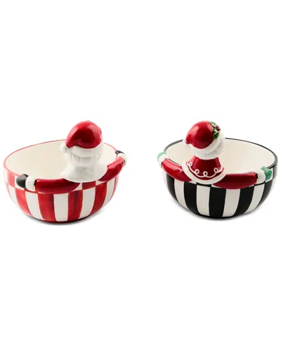Mackenzie-childs Mackenzie Childs Check It Out Set Of 2 Snack Bowls In Multi