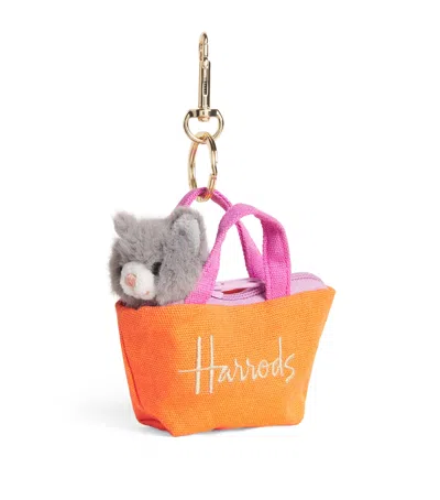 Harrods Cat In A Bag Keyring In Gray