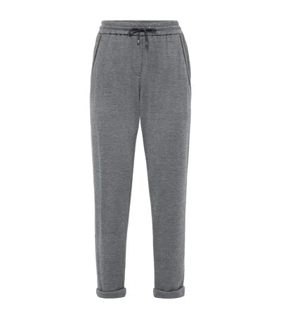 Brunello Cucinelli Cotton-blend Drawstring Sweatpants In Gray