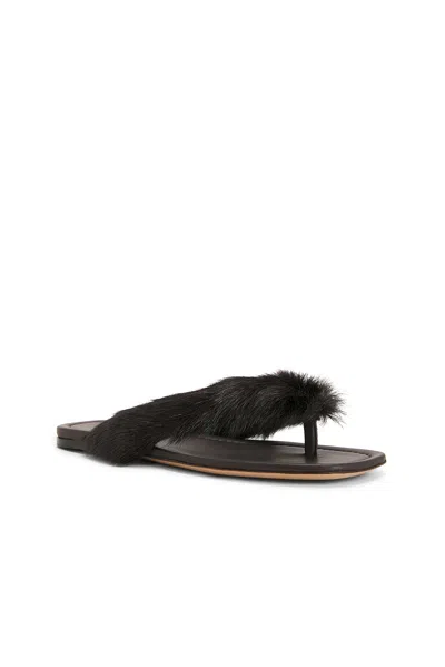 Ferragamo Loly Genuine Shearling Flip Flop In Brown