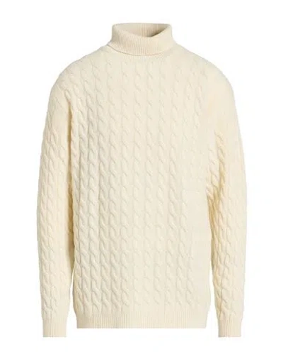 Wool & Co Man Turtleneck Ivory Size Xxl Wool, Polyamide In Animal Print