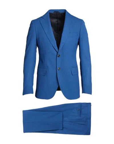 Tombolini Man Suit Slate Blue Size 46 Wool In Blue