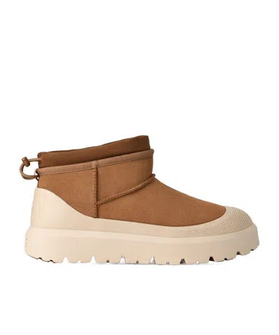 Ugg Cl Ultra Mini Weathe Ankle Boots In Leather Color Suede In Animal Print