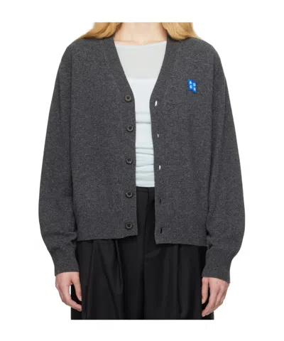Ader Error Long-sleeved Knitted Cardigan In Black
