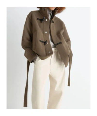 Lemaire Taupe Short Duffle Coat In Brown