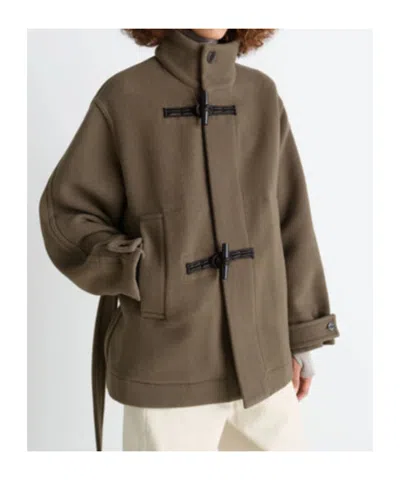 Lemaire Taupe Short Duffle Coat In Brown
