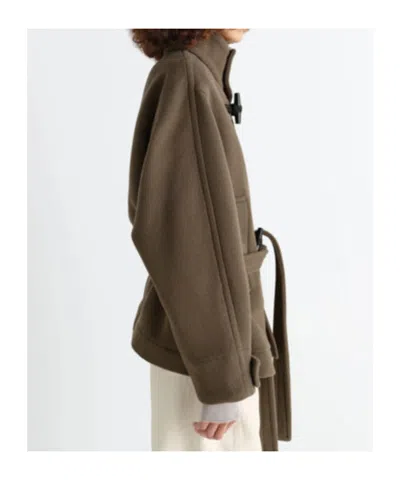 Lemaire Taupe Short Duffle Coat In Brown