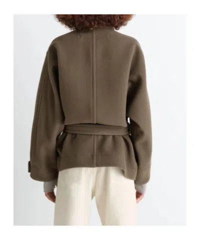 Lemaire Taupe Short Duffle Coat In Brown