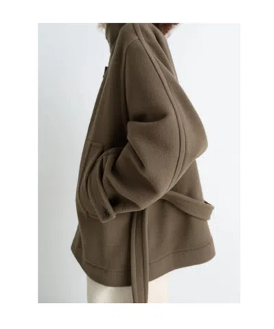 Lemaire Taupe Short Duffle Coat In Brown