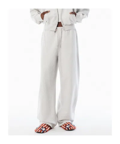 Alexander Wang Grey Cotton Terry Sweatpant With Crystal Hotfix Drawcord In Animal Print