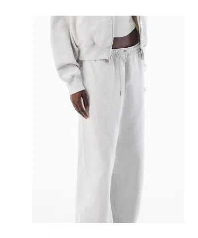 Alexander Wang Grey Cotton Terry Sweatpant With Crystal Hotfix Drawcord In Animal Print