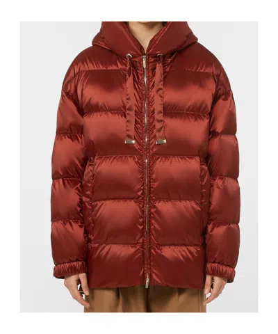 Max Mara Down Jacket In Water-repellent Taffeta In Red