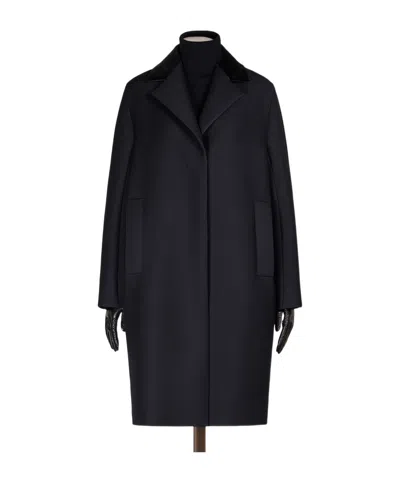 Max Mara Mammola Velvet-collar Coat In Black