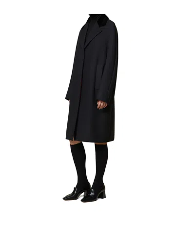 Max Mara Mammola Velvet-collar Coat In Black