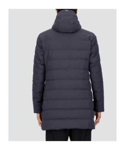 Herno Midnight Blue Polyester Down Jacket In Animal Print