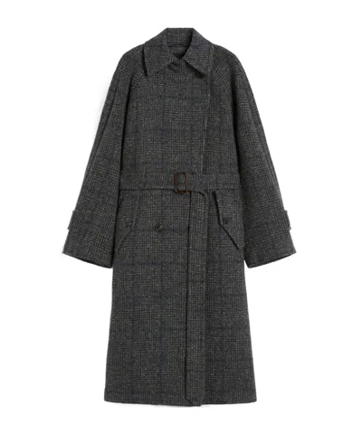 Weekend Max Mara Long Wool Tweed Coat In Multi