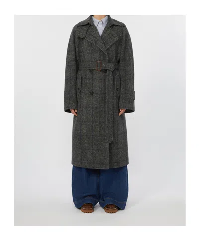 Weekend Max Mara Long Wool Tweed Coat In Multi