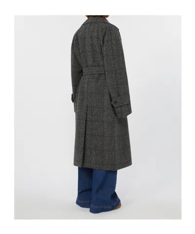 Weekend Max Mara Long Wool Tweed Coat In Multi