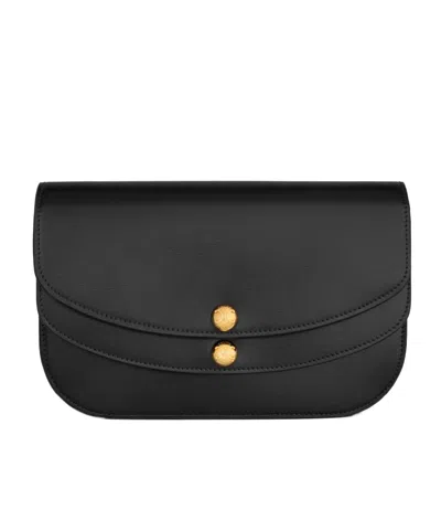 Celine Duo Wallet On Strap In Shiny Calfskin In Black