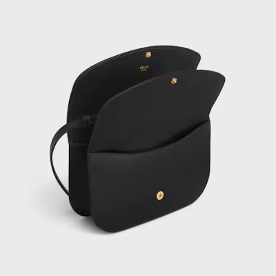 Celine Duo Wallet On Strap In Shiny Calfskin In Black