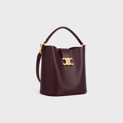 Celine Women Louise Medium Leather Bucket Bag In Burgundy