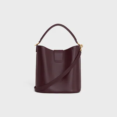 Celine Women Louise Medium Leather Bucket Bag In Burgundy